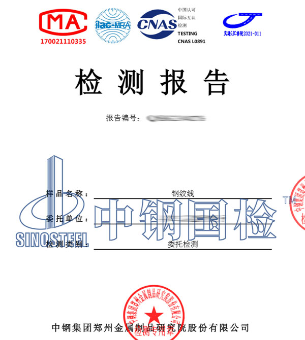錨索鋼絞線檢測報告