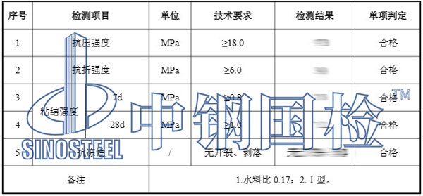 防水砂漿檢測結(jié)果