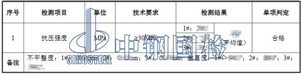 混凝土鉆芯強(qiáng)度檢測(cè)結(jié)果