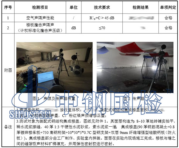 撞擊隔聲檢測項目結(jié)果