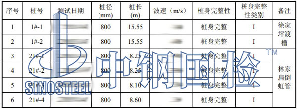 低應(yīng)變測(cè)試結(jié)果匯總表
