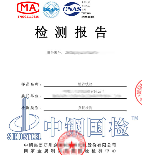 鐵絲檢測報(bào)告圖片